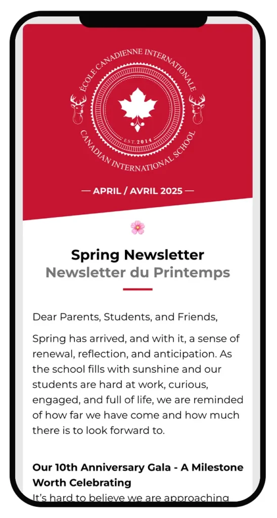 Canadian Bilingual School of Paris - Newsletter