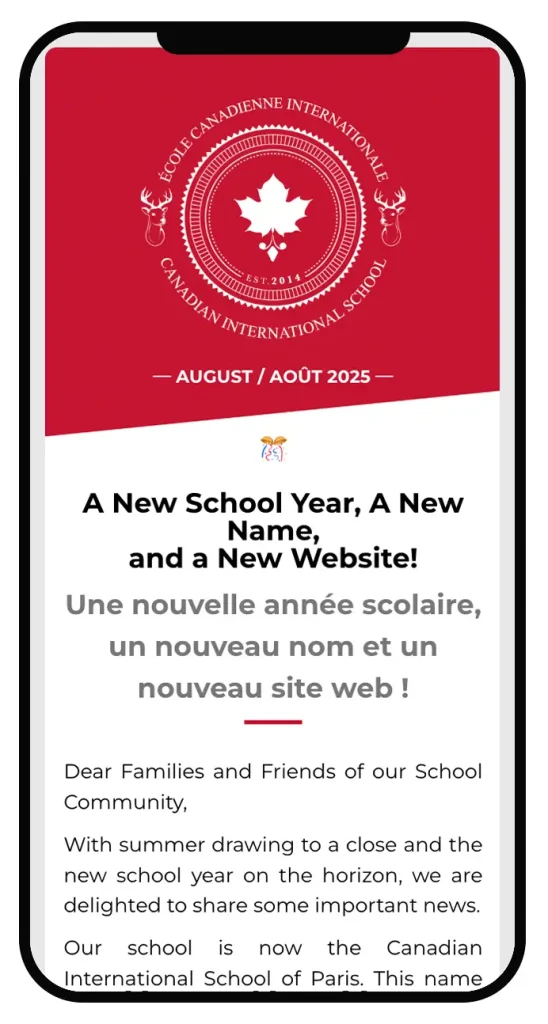 Canadian Bilingual School of Paris - Newsletter Août/August 2025