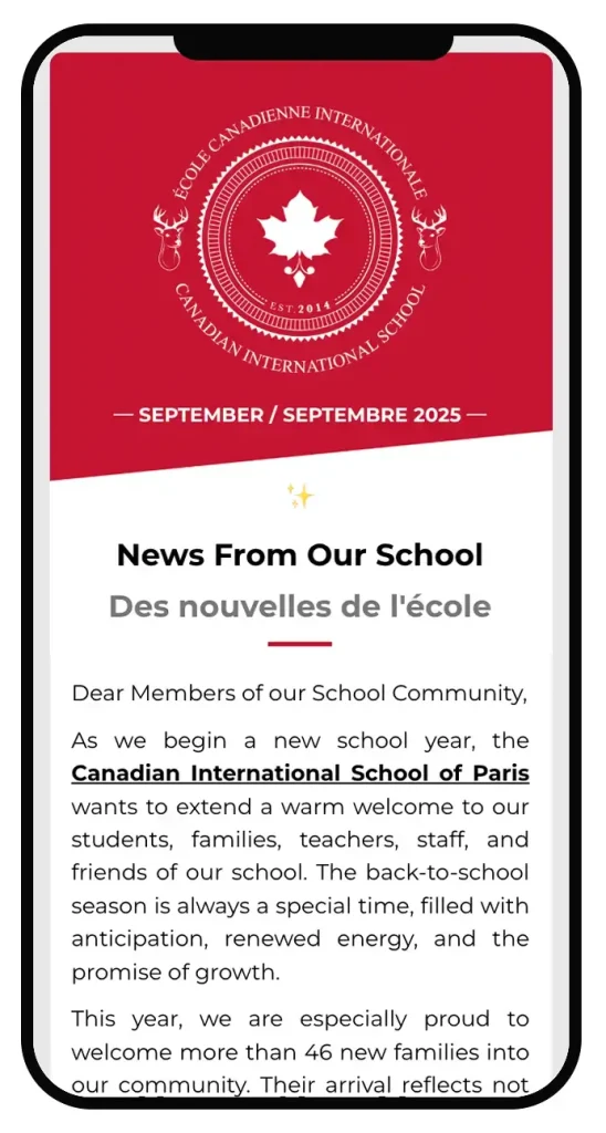 Canadian Bilingual School of Paris - Newsletter Septembre/September 2025