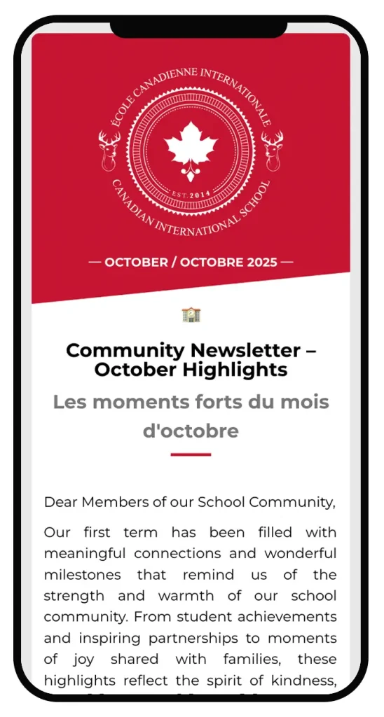 Canadian Bilingual School of Paris - Newsletter Octobre/October 2025
