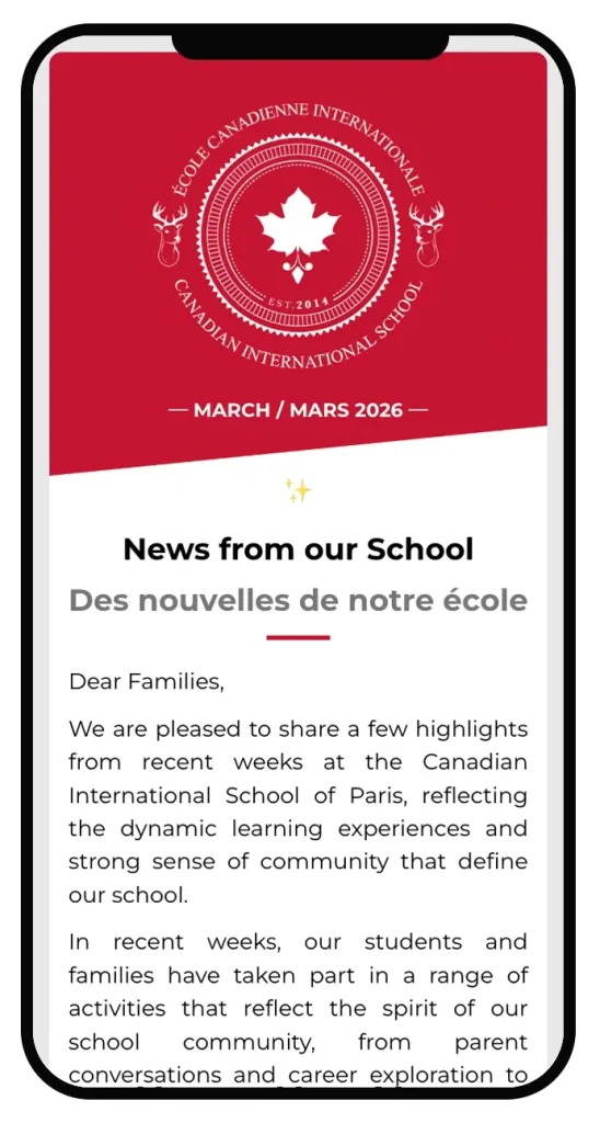 Canadian Bilingual School of Paris - Newsletter Mars/March 2026