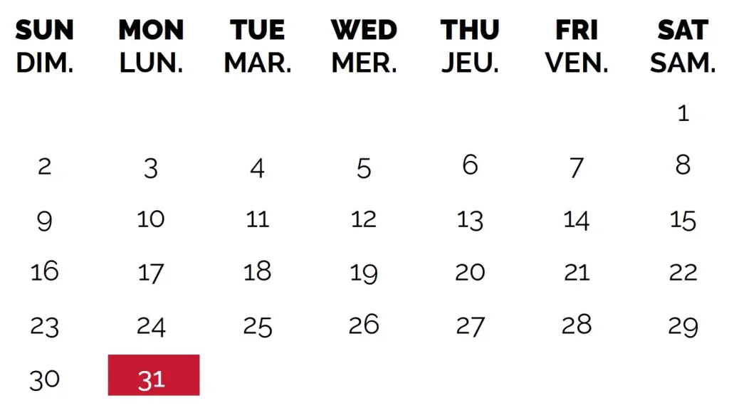 Calendrier scolaire aout 2026 – École Canadienne Internationale de Paris