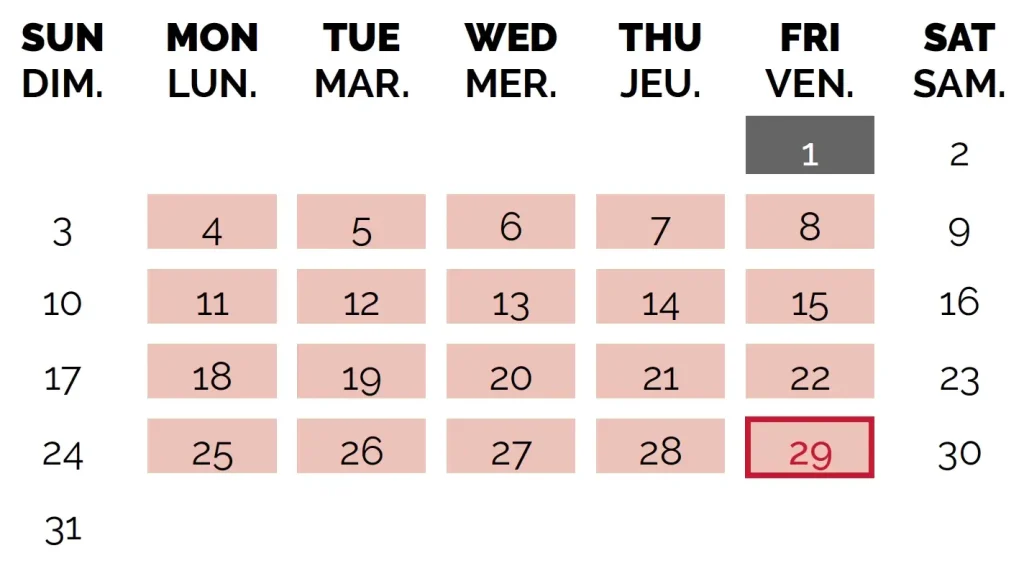 Calendrier scolaire janvier 2027 – École Canadienne Internationale de Paris