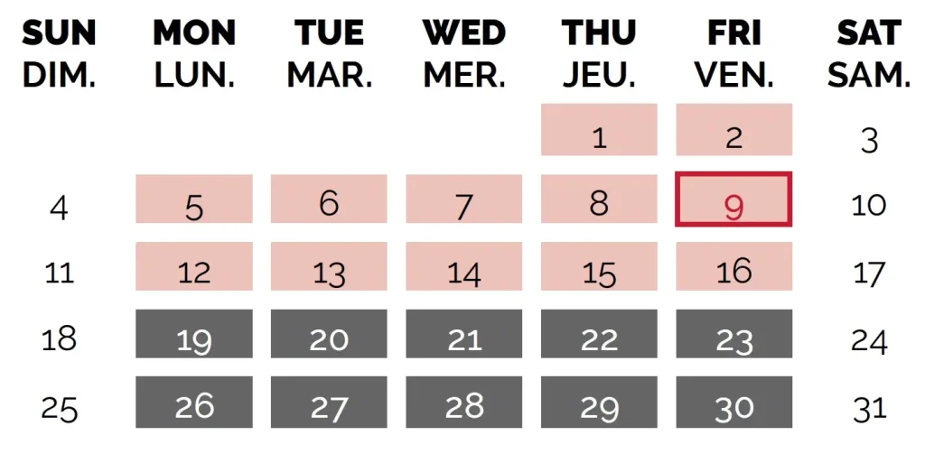 Calendrier scolaire octobre 2026 – École Canadienne Internationale de Paris