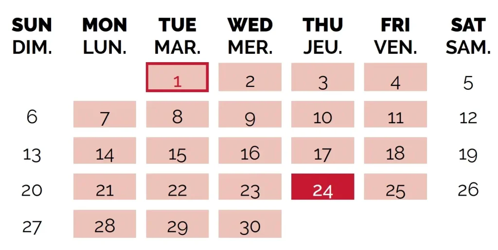 Calendrier scolaire septembre 2026 – École Canadienne Internationale de Paris